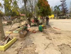 Rusak Akibat Banjir, Yonif TP 899/Bata Satya Gardapati Renovasi SDN 1 Tualang Cut, Aceh Tamiang