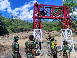 TNI Percepat Pembangunan Jembatan Gantung Burni Bius, Aceh Tengah