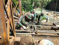 Pembangunan Jembatan Perintis Dusun Gantung Langit, Aceh Tengah terus dikebut, Progres capai 51,8 Persen.