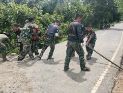 TNI dan Warga Warnai percepat Pembangunan Jembatan Gantung Perintis di Desa Uning Abadi, Aceh Tenggara