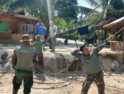 Kodim 0108/Agara mulai pasang Tali Sling Jembatan Gantung Ds. Kuning Abadi, Aceh Tenggara