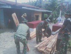 Kodim 0108/Agara Intensif Dampingi Pembangunan Jembatan Gantung di Ds. Makmur Jaya, Aceh Tenggara