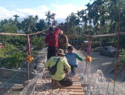 Kodim 0108/Agara Percepat Pemasangan Hanger Jembatan Gantung Perintis di Ds. Teger Miko, Aceh Tenggara