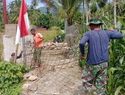 Percepat Pembangunan Jembatan Gantung di Ds. Lawe Pinis, Kodim 0108/Agara Bersama Warga Cor Dudukan Tiang Pylon