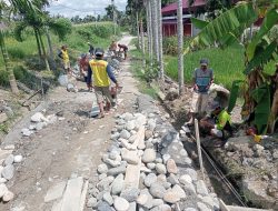 Kodim 0108/Agara dan Warga Gotong Royong Percepat Pembangunan Jembatan Aramco di Ds. Lawe Kinge, Aceh Tenggara