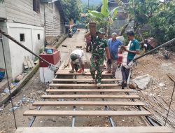 Kodim 0108/Agara dan Warga Lanjutkan Pembangunan Jembatan Gantung di Desa Kati Maju, Aceh Tenggara