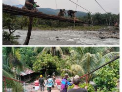 Kodim 0108/Agara dan Warga Tuntaskan Tahap Finishing Jembatan Gantung di Ds. Lawe Beringin, Aceh Tenggara