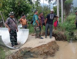 Percepat Pembangunan Infrastruktur, Prajurit Kodim 0108/Agara Dampingi Pembangunan Jembatan Armco di Ds. Lawe Kingge Aceh Tenggara
