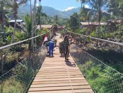 Progres Pembangunan Jembatan Gantung di Ds. Kati Maju, Aceh Tenggara Capai 90 Persen, TNI dan Warga Kebut Tahap Finishing