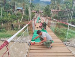 Kodim 0102/Pidie dan Warga Percepat Penyelesaian Jembatan Gantung Perintis di Kuning Abadi, Aceh Tenggara Progres Capai 95,5 Persen
