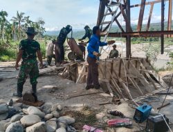 Gotong Royong Kodim 0108/Agara dan Warga Percepat Pembangunan Jembatan Gantung di Lawe Ger Ger, Aceh Tenggara