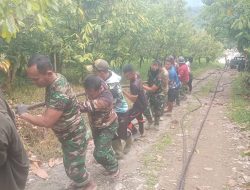 Kodim 0108/Agara dan Masyarakat Percepat Pembangunan Jembatan Gantung Perintis di Lawe Ger Ger Aceh Tenggara