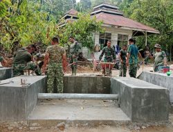 Kodim 0108/Agara Bersama Warga Perkuat Jembatan Gantung di Lawe Ger Ger, Aceh Tenggara