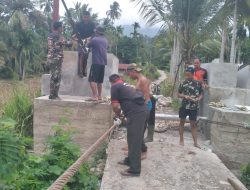 Kodim 0108/Agara bersama Masyarakat Perkuat Konstruksi Jembatan Gantung di Lawe Pinis Aceh Tenggara