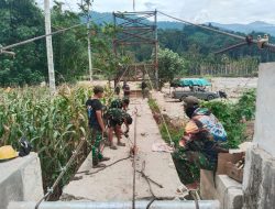 Kodim 0108/Agara dan Warga Percepat Pembangunan Jembatan Gantung di Ds. Lawe Ger Ger, Aceh Tenggara