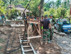 Kodim 0108/Agara bersama Warga terus Percepat Pembangunan Jembatan Gantung Perintis di Ketambe Aceh Tenggara