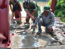 TNI bangun Jembatan Gantung Desa Serasah Aceh Singkil, kini progres Capai 44,05 Persen